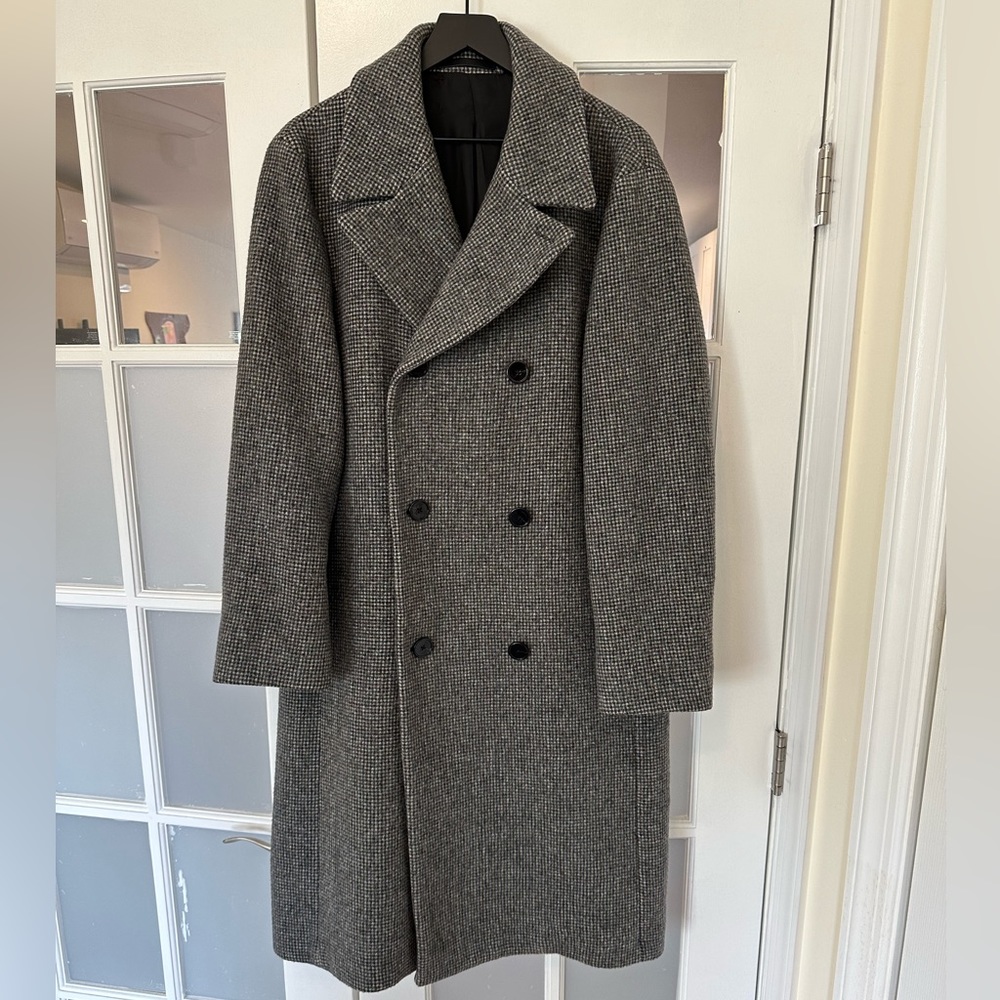 Theory Herringbone Double Breasted Military Topcoat